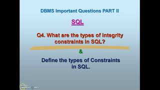 PART 2 | Q4. TYPES OF INTEGRITY CONSTRAINTS IN SQL | SQL DOMAIN CONSTRAINTS