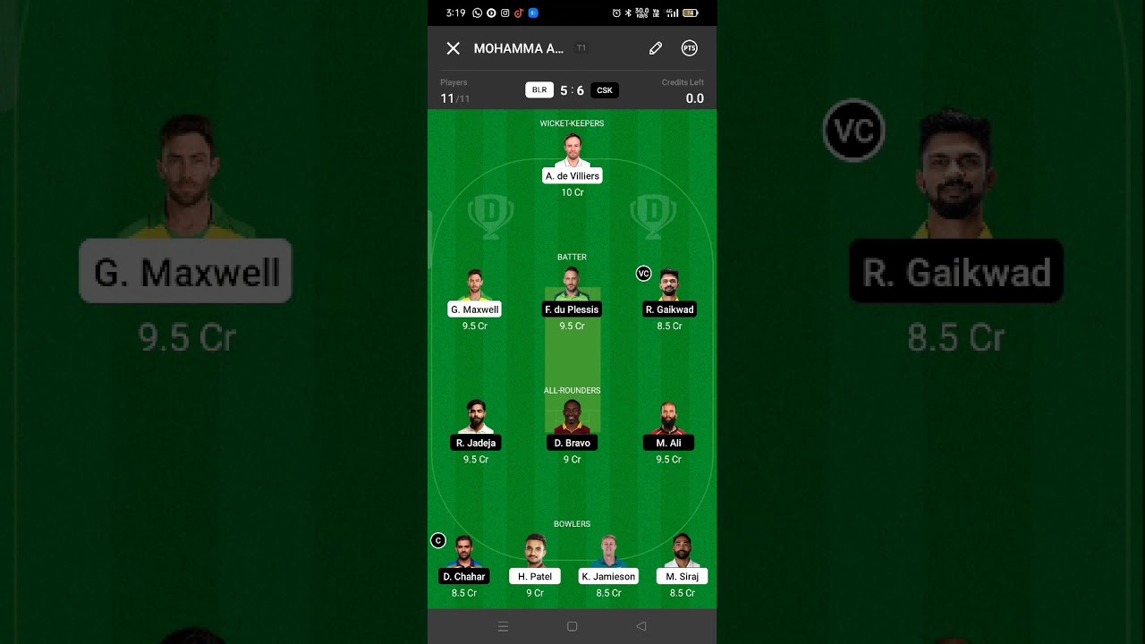 BLR Vs CSK Dream 11 team | prediction| RCB Vs CSK Dream 11 Prediction, CSK Vs RCB team my 11circle