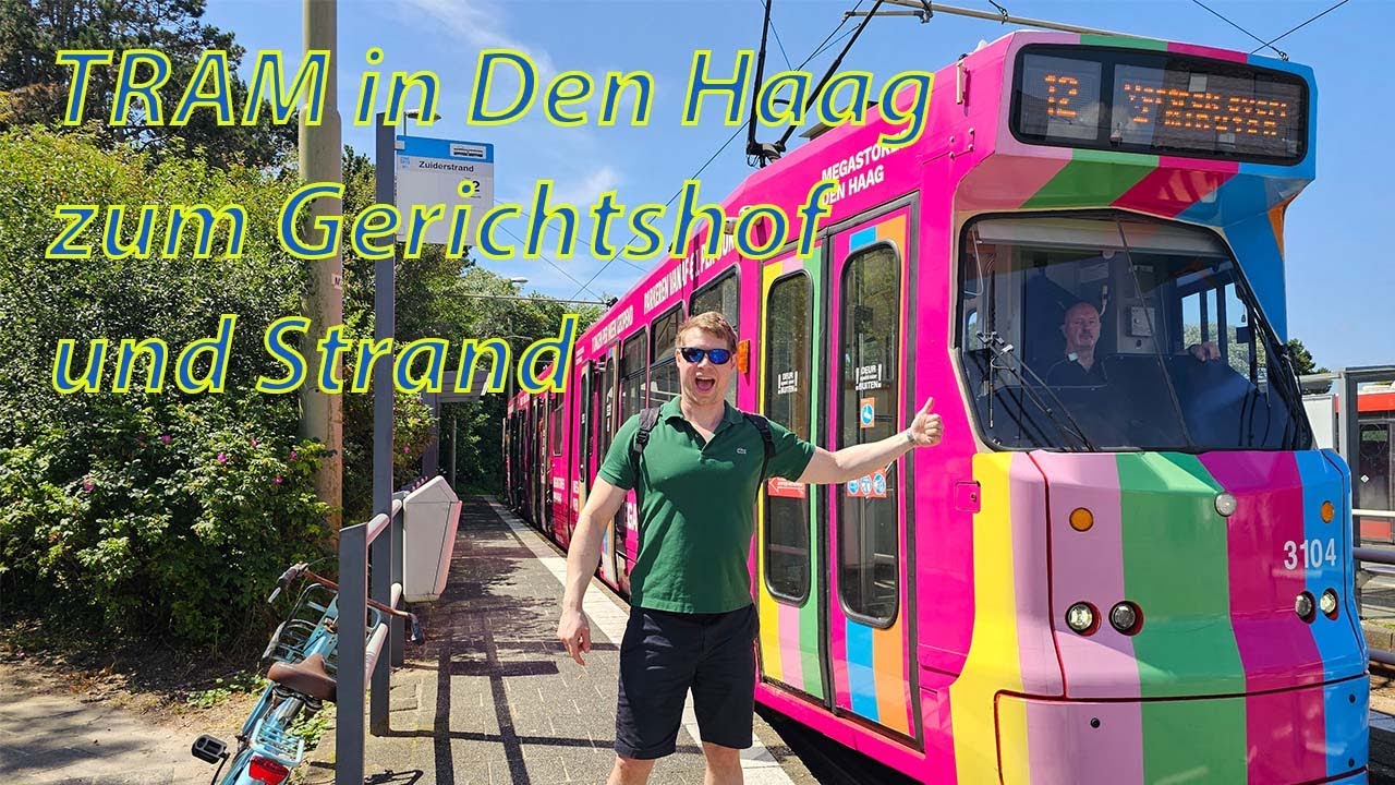 Tram in Den Haag, zum internationalen Gerichtshof und zum Strand