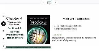 Solving Problems with Trigonometry (Section 4.8)