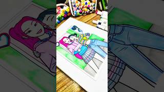 Drawing Cute Best Friends Mira & Zoey Taking A Selfie! 🤳💖 #shorts