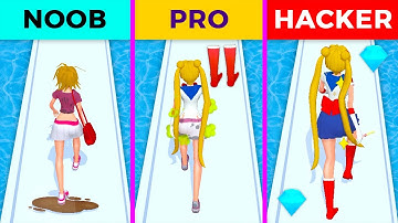NOOB vs PRO vs HACKER in Makeover Run - Sailor Moon Fashion