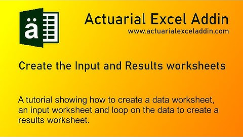 Actuarial Excel Addin -   Create the Input and Results sheets