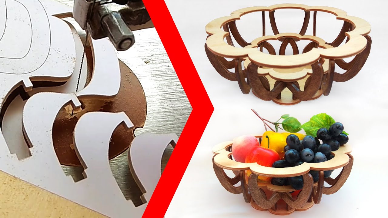 Scroll saw compound fruit bowl by Alex Fox YouTube