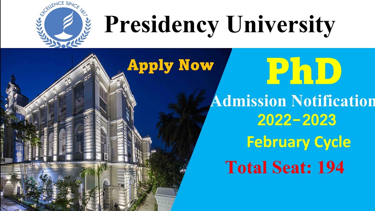 presidency university kolkata phd admission 2023