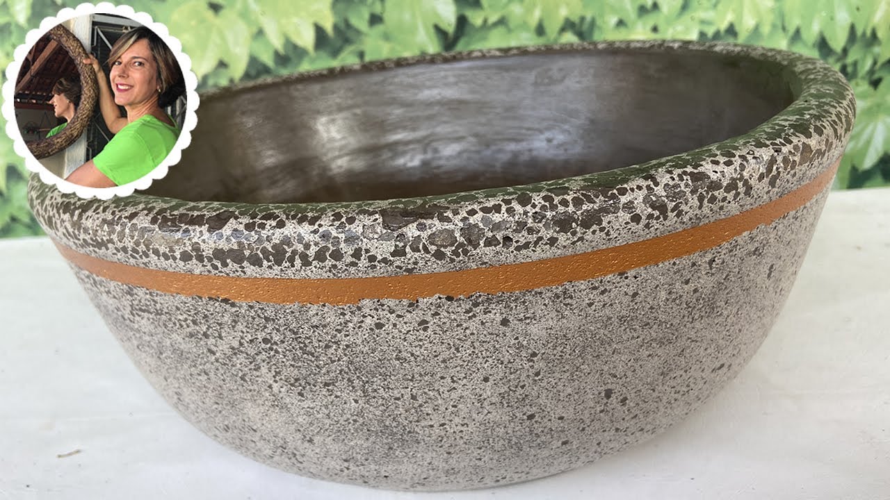 Сделай сам - горшок для растений из цемента и пенополистирола - имитация гранилита