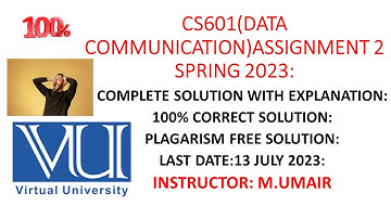 CS601(DATA COMMUNICATION) ASSIGNMENT 2 SPRING 2023|| COMPLETE SOLUTION|| #vu #cs601 #assignment2