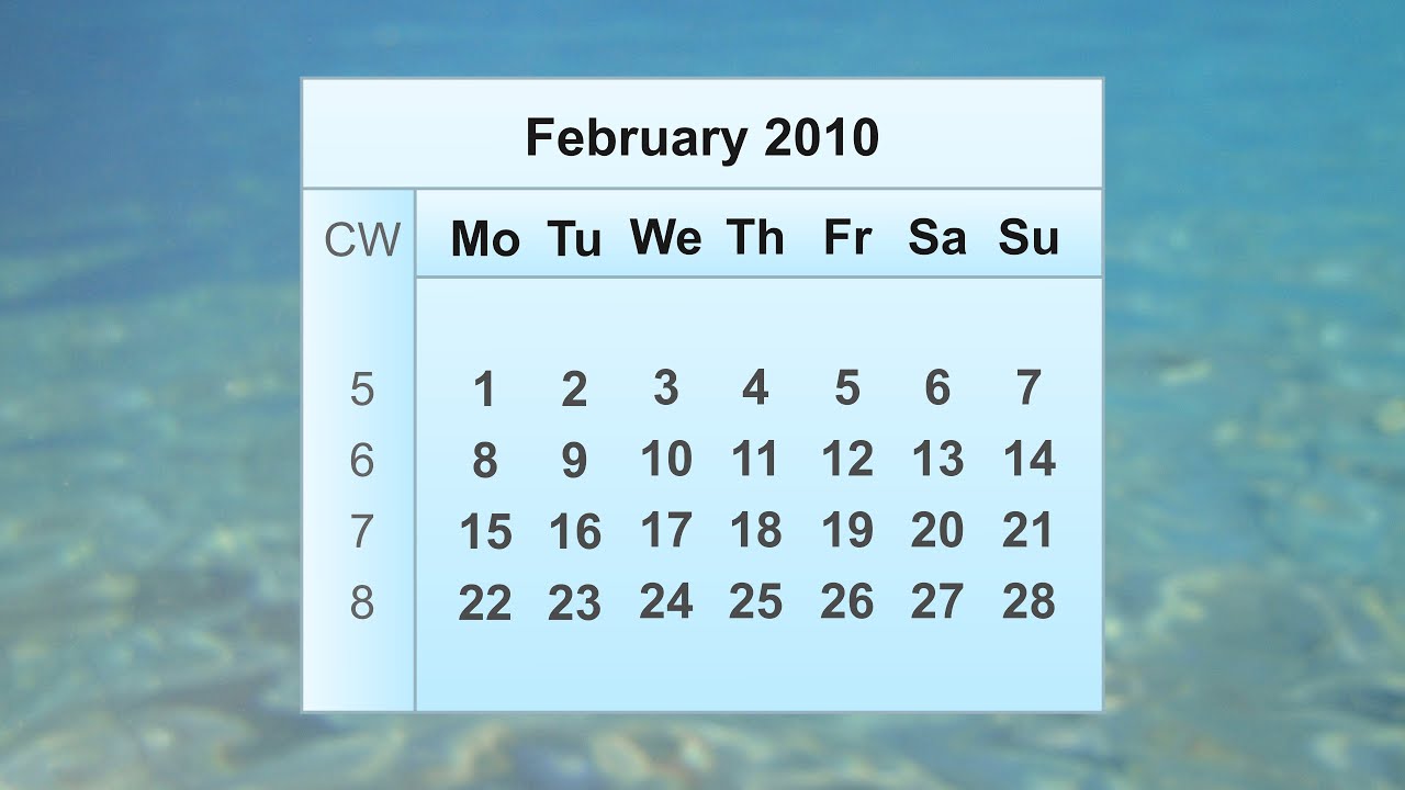 February 2010 Calendar