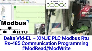 Delta Vfd-EL ~ XINJE PLC Modbus Rtu Rs-485 Communication Programming #ModRead//ModWrite