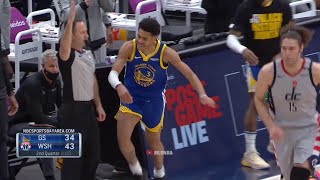 Jordan Poole celebrates made trey, gets T'd up🤔 Warriors vs Wizards