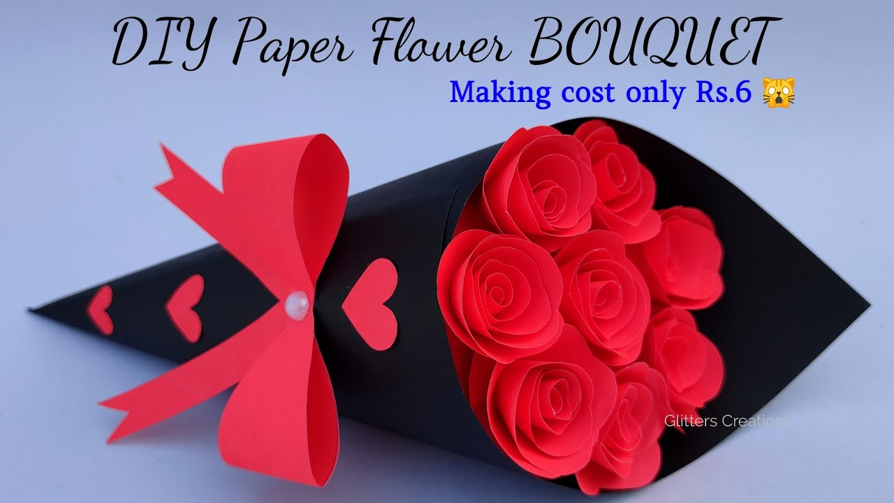 🤱 Gift Ideas/DIY Paper Flower BOUQUET/ Birthday gift ideas/Flower Bouquet making YouTube