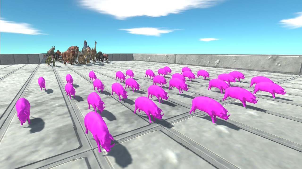 Race to eat 30 Pink Pigs - Animal Revolt Battle Simulator