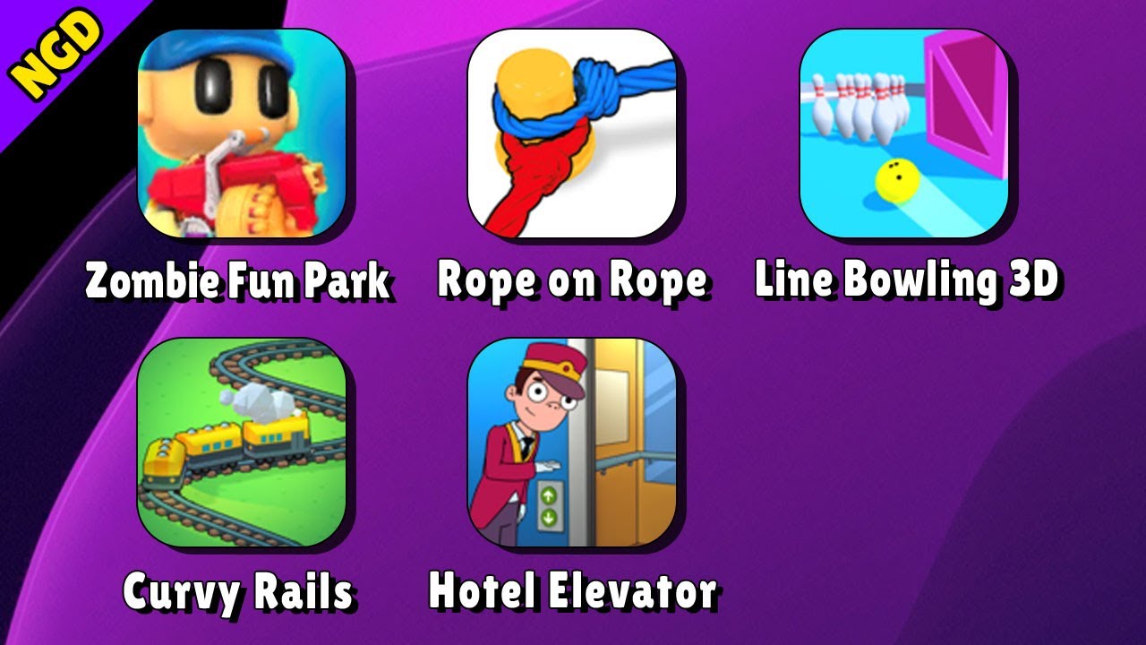 Zombie Fun Park, Rope on Rope, Line Bowling 3D, Curvy Rails, Hotel ...