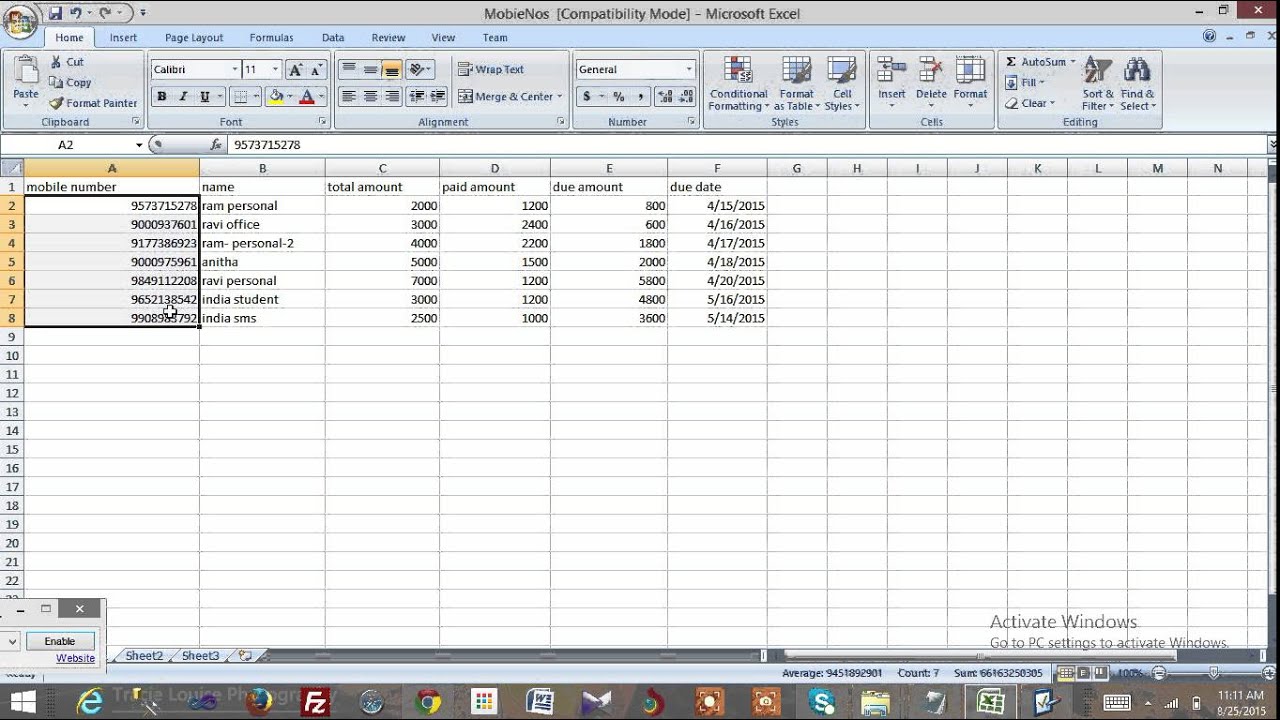 Using Mobile Numbers from Excel Sheet YouTube
