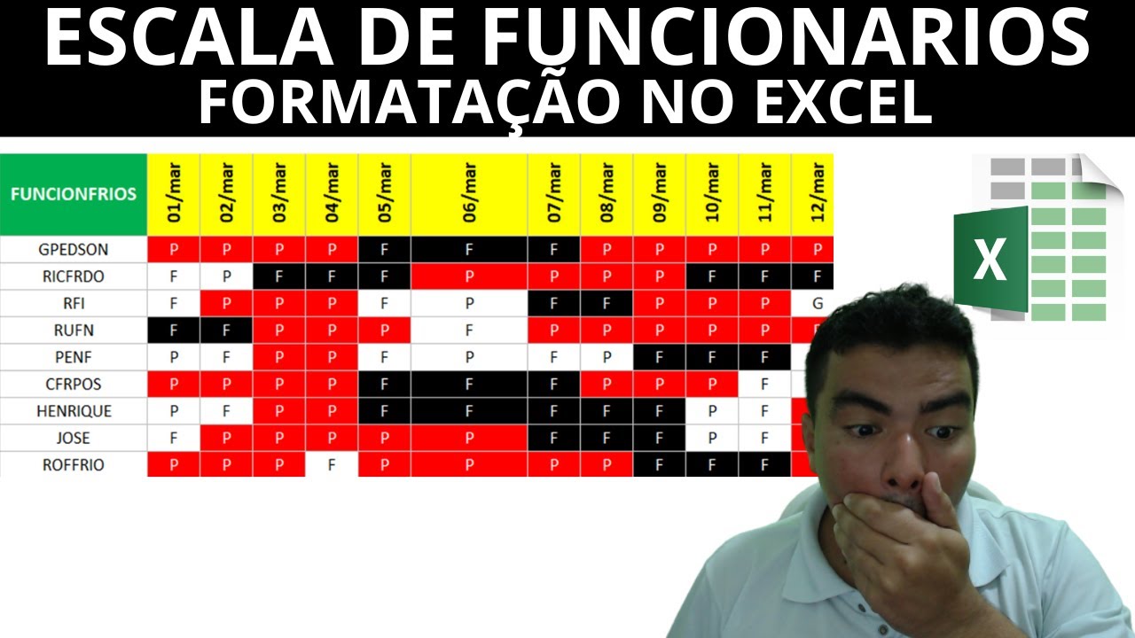 ESCALA DE FUNCIONARIOS NO EXCEL COM FORMATAÇÃO CONDICIONAL, FORMATAÇÃO ...
