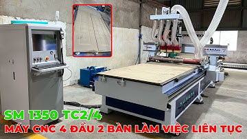 Máy CNC 4 Đầu 2 Bàn Làm Việc Liên Tục + Bàn Nâng Hạ Thủy Lực - SM 1350 TC2/4