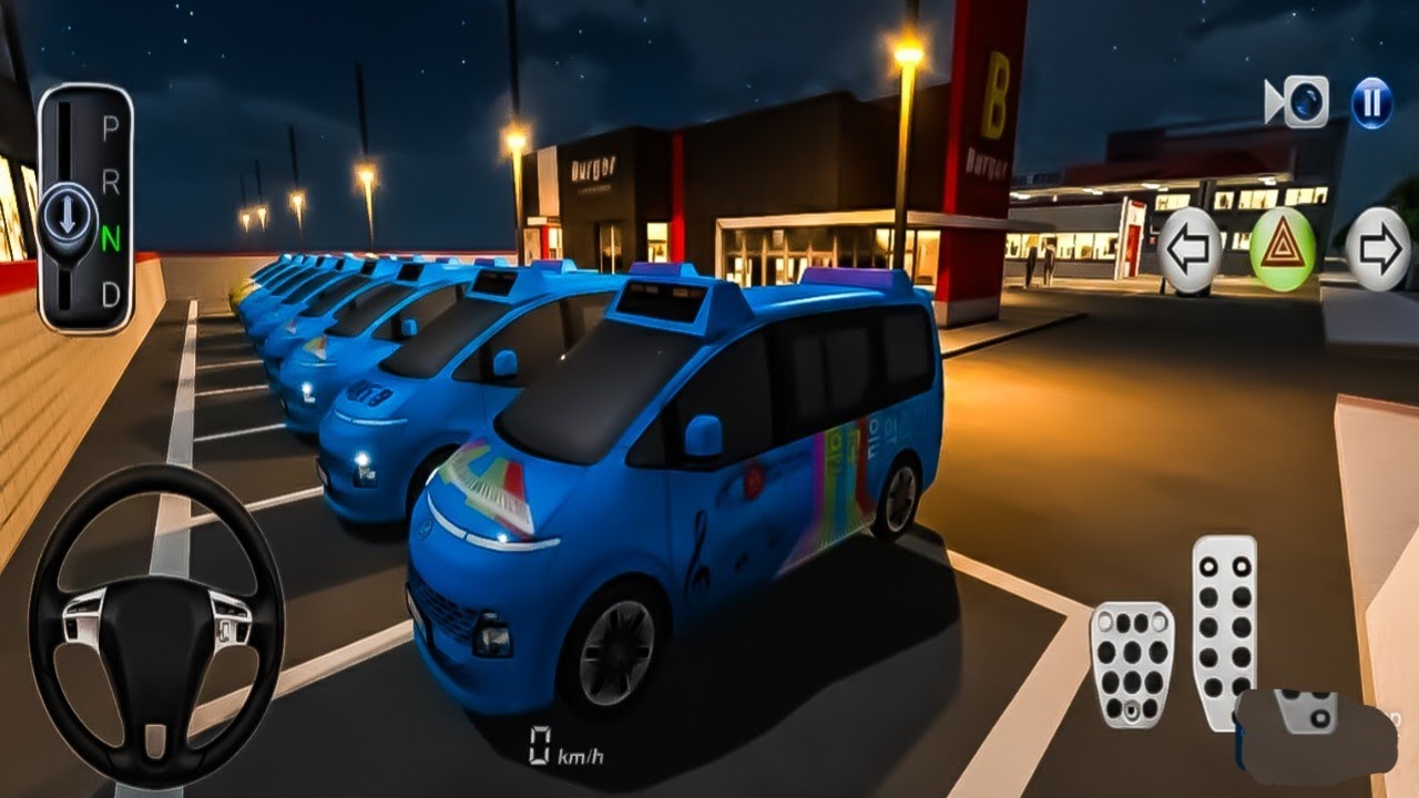 Bule colour Van Driving Simulator - Best Night Graphics 2026 parking The Gass Pump Driving Class 