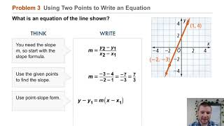 Algebra 1 5-4 Point-Slope Form: Problem 3 - Using Two Points to Write an Equation