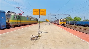 EMU Local And Beautiful Container Freight Train Powered By Wag-9 Made A Parallel Run | ER