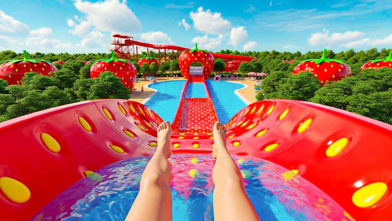 Which Waterslide would you like to ride? 🛝Super-Satisfying ASMR Magical Waterslides🍓🥝🍉🫐🍒🍇🍊🍋🥒🥭🥑🥥