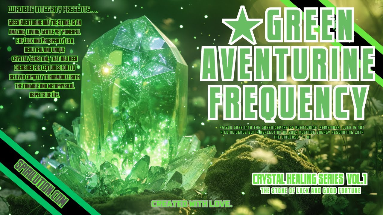 Watch ★Green Aventurine Frequency★(Luck, Money, Wealth, Joy, Good Fortune, Abundance)CRYSTAL HEALING MUSIC on YouTube Watch ★Green Aventurine Frequency★(Luck, Money, Wealth, Joy, Good Fortune, Abundance)CRYSTAL HEALING MUSIC on YouTube