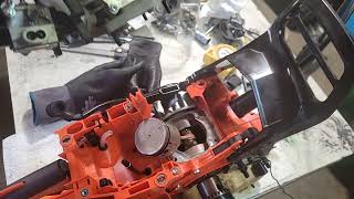 Porting Echo 7310, Part 3, intake and cylinder disassembly, remove muffler first