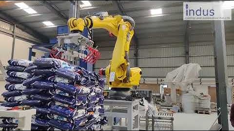 “Robotic Palletizer Machine for Detergent Bag Palletizing | Indus Control & Automation Pvt. Ltd.