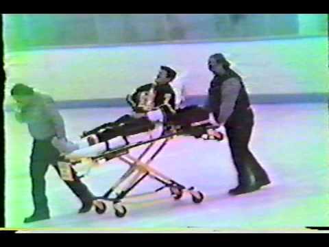 Holt High School hockey team playing Kersley in Saginaw Michigan. My throat was cut on a hockey skate in front of the net. Rushed to the hospital for emergency surgery and more than 200 stitches.