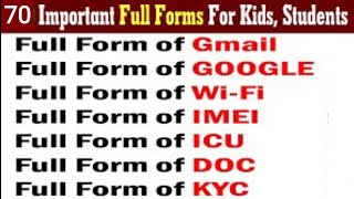 70 Most Imp Gk Full Form || Important Full Form for Compitition Exams || Full Form List