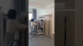 Loft Bed with Sliding Wardrobe and Drawer Stairs