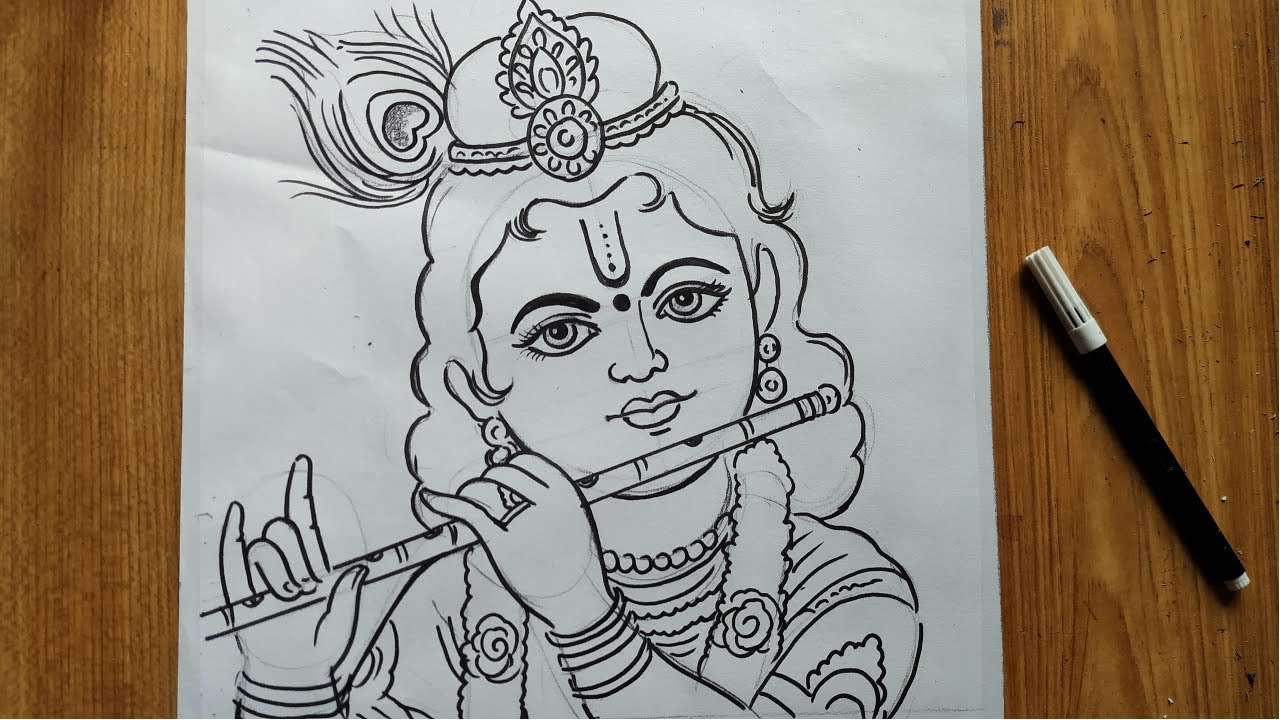 Drawing Bal Gopal  Lord Krishna realistic drawing  Krishna Janmashtami   TIA  YouTube