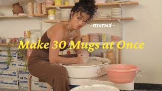 Throw 30 Mugs with Me // Pottery Studio #vlog