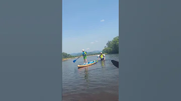 Kid First Time Doing Paddle Board SUP Summer Sun Sand Swim Fun Camping Short Shorts 