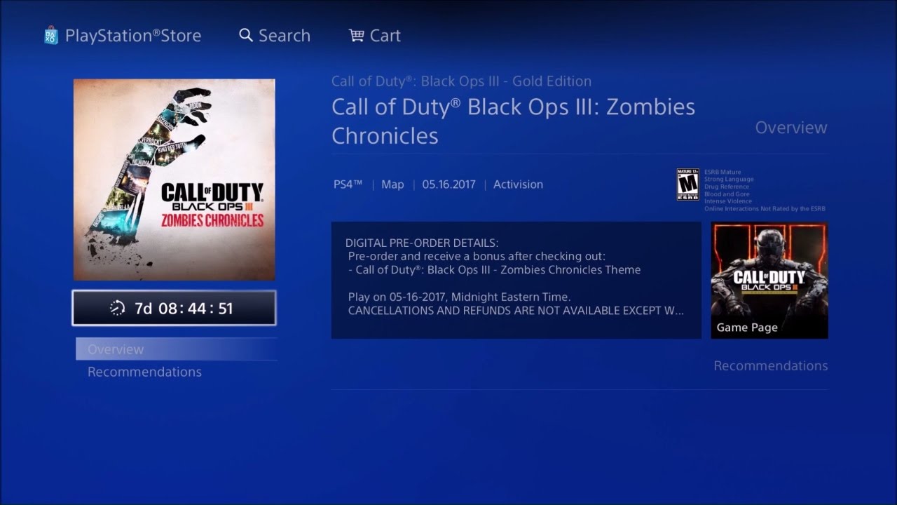 forråde Kridt organisere How to Preorder/Predownload Zombies Chronicles On the PS4 and the Price (Black  Ops 3 Zombies) - YouTube