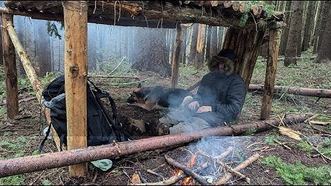 No tent, No Sleeping bag - Primitive shelter Camping In Winter