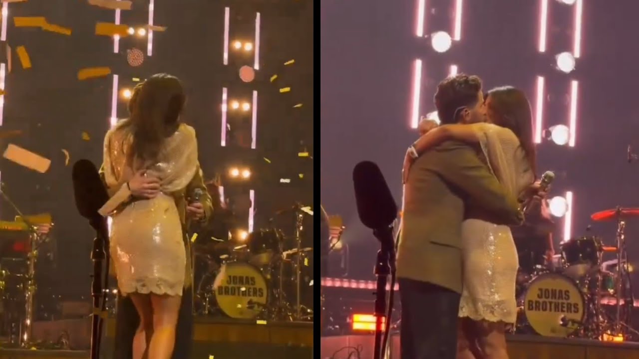 Priyanka chopra romantic kiss to nick Jones on concert stage new year 2026