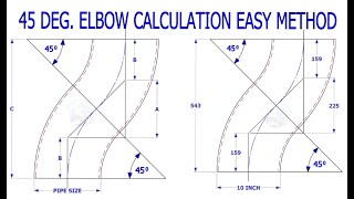 45 degree elbow calculations, without trignometry or scientific calculater  easy method