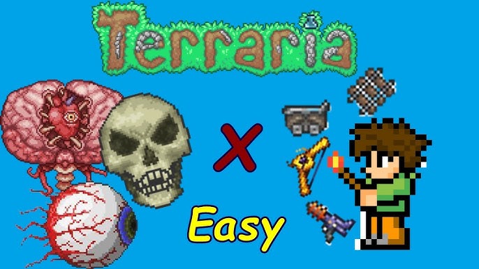 Terraria como matar o Boss do olho (Eye of Cthulhu) Master MODE 1.4  Facilmente (SET RANGED) 