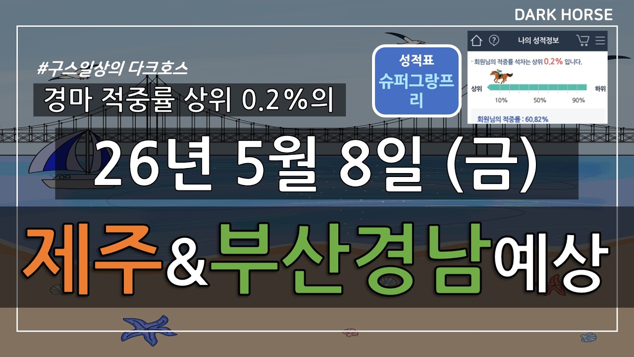 [구스일상 경마예상] 2026년 5월 8일 금요일 제주 부산경남 경마 예상