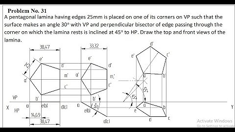 Projection of planes 31st problem Computer Aided Engineering Drawing, projection of planes BCEDK103