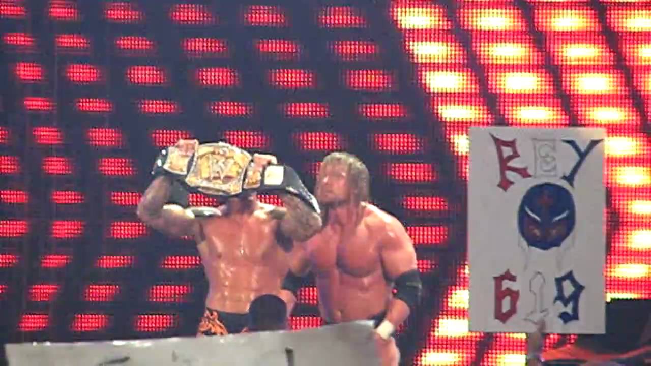Triple H hits Randy Orton with the sledge hammer YouTube
