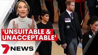 Prince Harry & Meghan Markle SLAMMED by body language expert | 7NEWS Royal News