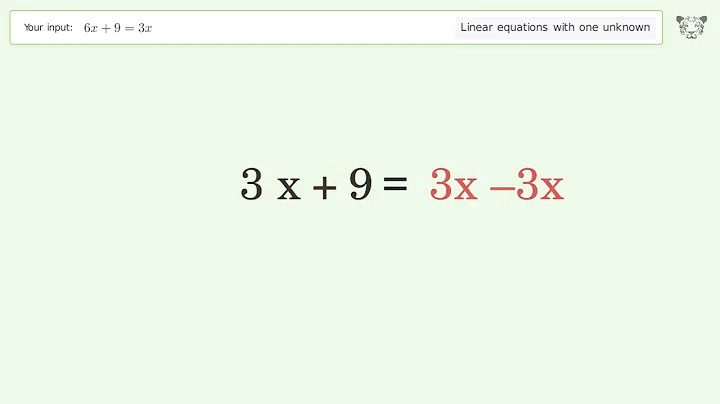 Solve 6x+9=3x: Linear Equation Video Solution | Tiger Algebra