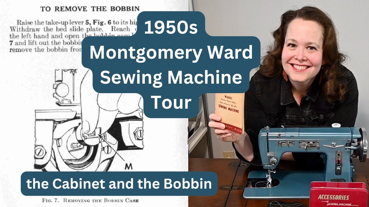 Экскурсия по швейным машинам Montgomery Ward 1950-х годов: шкафчик и шпулька.