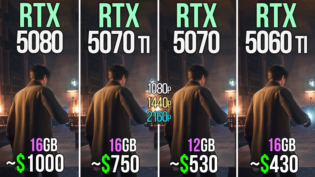 RTX 5080 vs RTX 5070 TI vs RTX 5070 vs RTX 5060 TI 16GB - Test in 20 ...