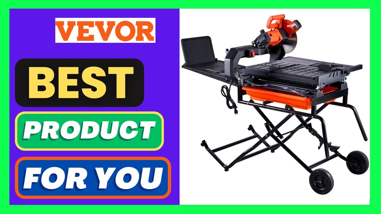 VEVOR Wet Tile Saw with Stand, 10-inch 65Mn