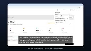 Workspaces in the Biz Dev App: one login, several businesses