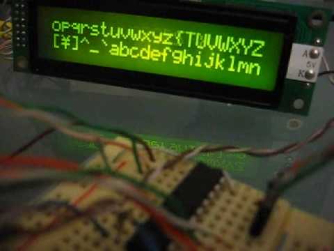 HD44780 LCD run by an ATTiny2313 AVR microcontroller using AVR-GCC