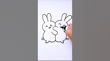 How to draw rabbit 🐰🐇💕easy with a few numbers and letters | rabbit drawing step by step | hugging