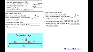 Examples of Rays and Opposite Rays for Geometry